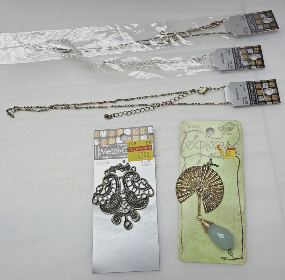 Mixed Lot of 4 Explorer Jewelry Pendant Metal Gallery Necklace Chains Charms